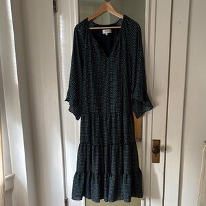 Textile Elizabeth and James Blue Print Maxi Peasant Dress